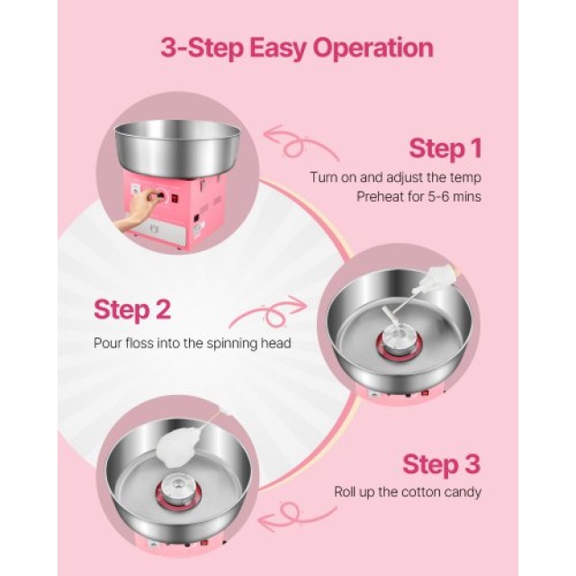 VEVOR Ροζ Μηχανή Ζαχαροβάμβακα για Πάρτι 1000W TSDRMHTJFSWGMOD1VV2 VEVOR Ροζ Μηχανή Ζαχαροβάμβακα για Πάρτι 1000W TSDRMHTJFSWGMOD1VV2