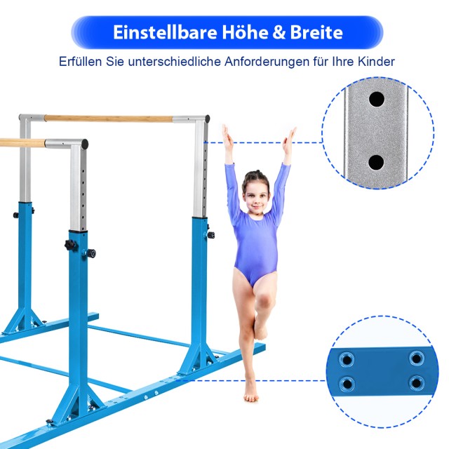 Costway Ρυθμιζόμενη Μπλε Μπάρα Γυμναστικής 250 x 132 x 140 cm SP369...