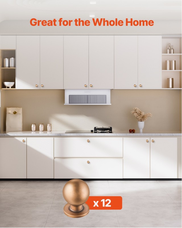 VEVOR Στρογγυλά Πόμολα Ντουλαπιών, Σετ 12 Τεμ., Ø25 x 32mm, Αντικέ ...