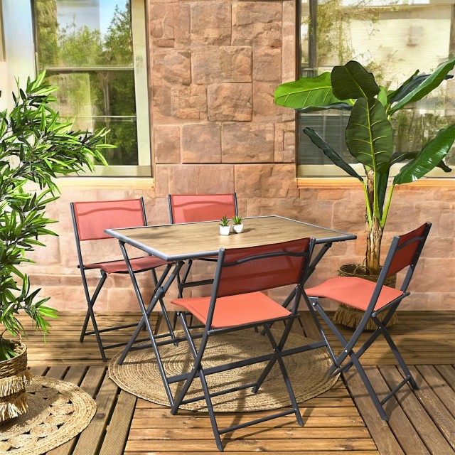 Home Deco Factory Μαύρο Μεταλλικό Τραπέζι με Ξύλινη Υφή, 110 x 71 x...