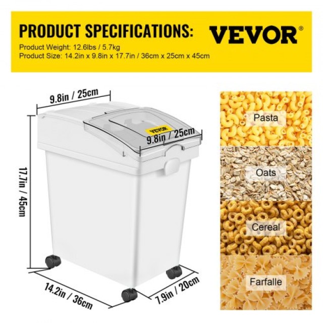 VEVOR Κάδοι Υλικών, 5.5 Γαλόνια, Λευκοί με Ρόδες, Σετ 3 Τεμαχίων  MX20QKSGM00000001V0