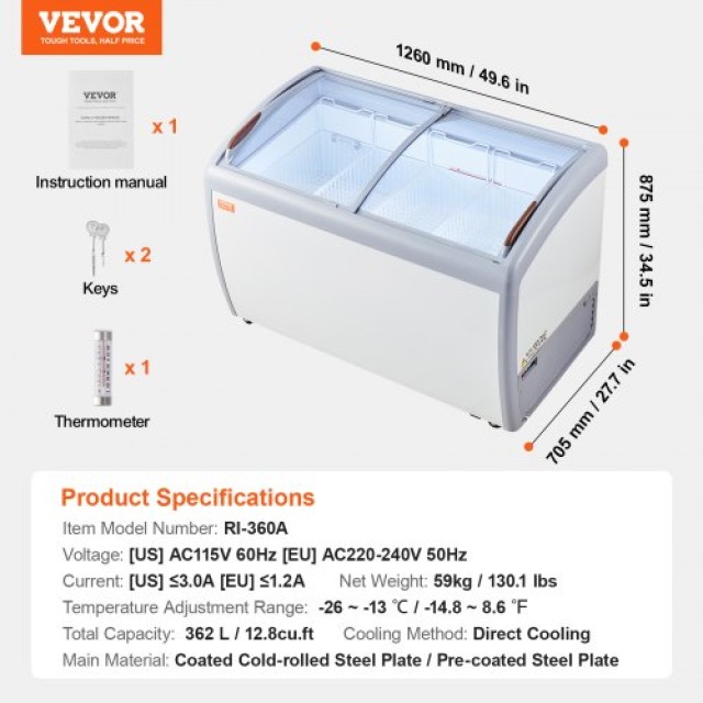 Επαγγελματική Βιτρίνα Παγωτού VEVOR 362 L  LDSBQLZSJ128YY4HKV2