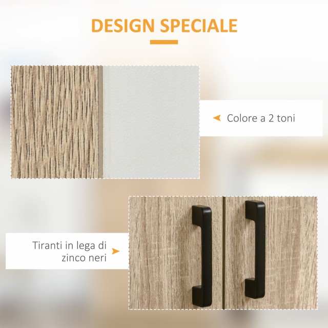 Κουζίνα Ξύλινη HOMCOM MDF με 4 ρυθμιζόμενα ράφια, 4 πόρτες και συσκευή κατά της ανατροπής, 80x40x182cm, χρώμα ξύλου και λευκό 835-631