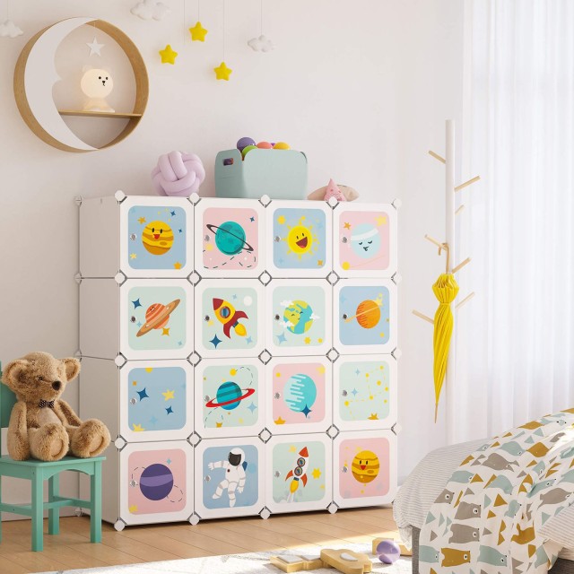 SONGMICS Φορητή Ντουλάπα για Παιδιά, Λευκή, 123 x 41 x 123 cm,LPC905W01