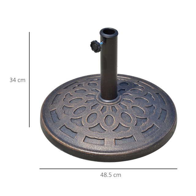 Outsunny Βάση ομπρέλας από ρητίνη 12kg Φ48,5x34cm για κοντάρια 38-48mm, Μπρονζέ 01-0898