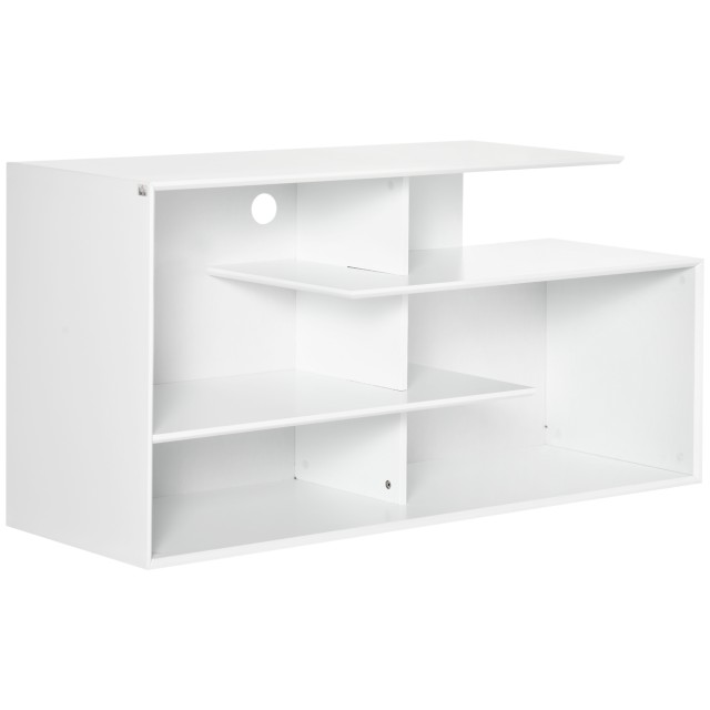 Έπιπλο τηλεόρασης HOMCOM 32-55 με ανοιχτά ράφια MDF, 120x40x60cm, Λευκό 839-582V00WT