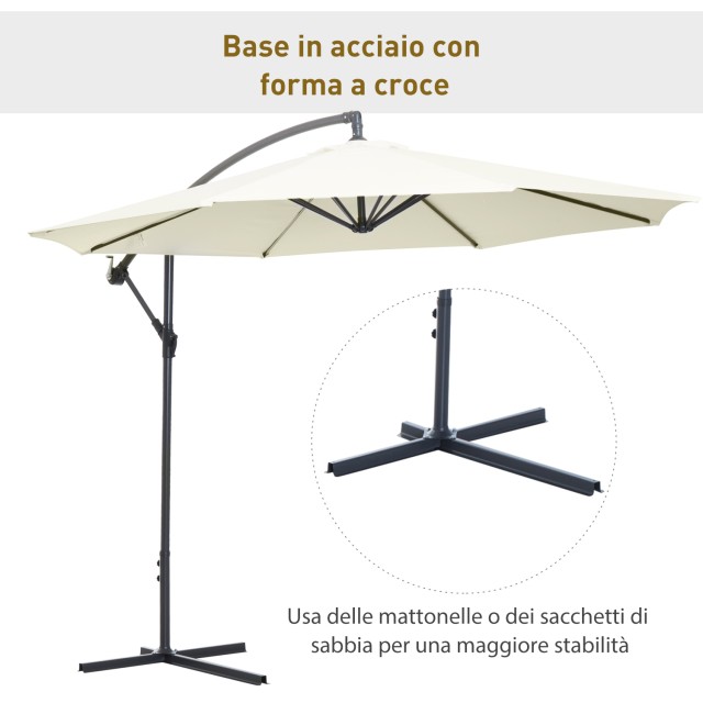 Outsunny Parasol Decentralized Garden Umbrella Beach Iron 3M, Μπεζ ...