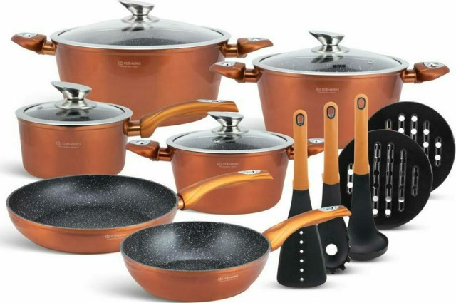 Edenberg Σετ Μαγειρικά Σκεύη 15 τεμαχίων Αλουμινίου με Αντικολλητικ... Edenberg Σετ Μαγειρικά Σκεύη 15 τεμαχίων Αλουμινίου με Αντικολλητικ...