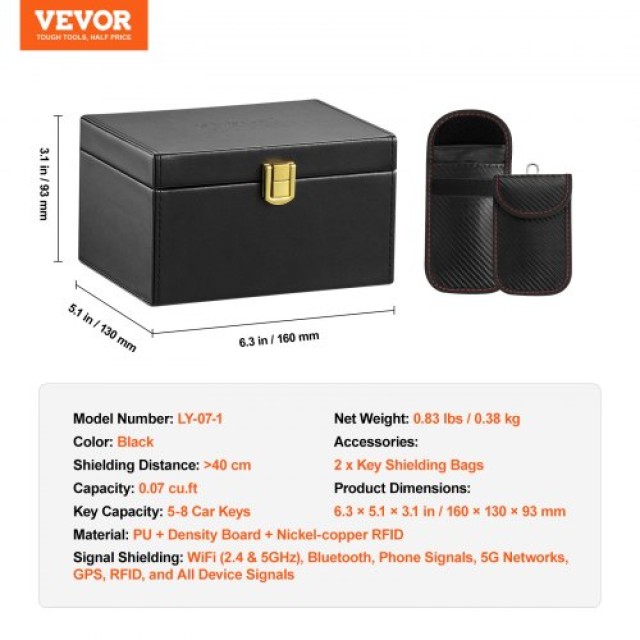 VEVOR Κουτί Φαραντέι για Αποκλεισμό Σήματος, Χωράει 5~8 Κλειδιά Αυτ...