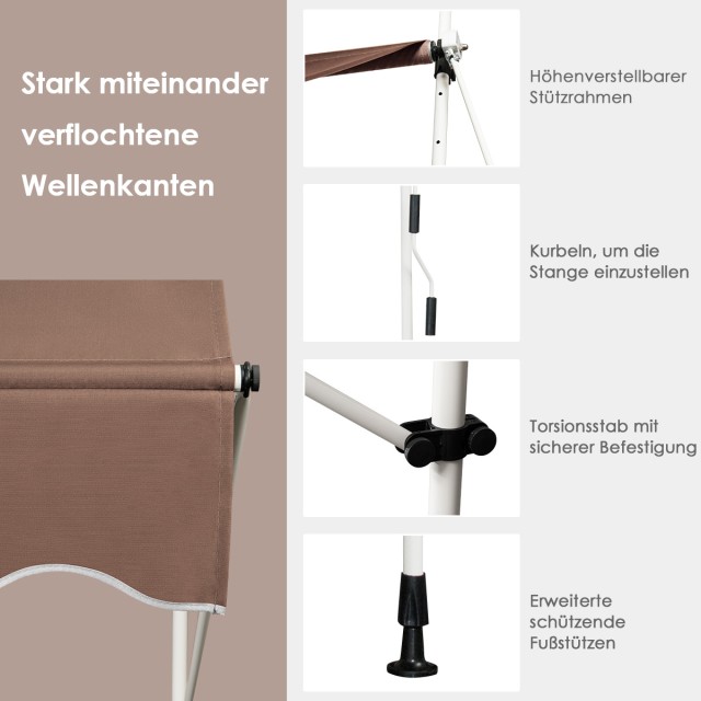 Costway Ρυθμιζόμενη Τέντα Μπαλκονιού 150 cm Χωρίς Τρυπάνι, Ανθεκτικ... Costway Ρυθμιζόμενη Τέντα Μπαλκονιού 150 cm Χωρίς Τρυπάνι, Ανθεκτικ...