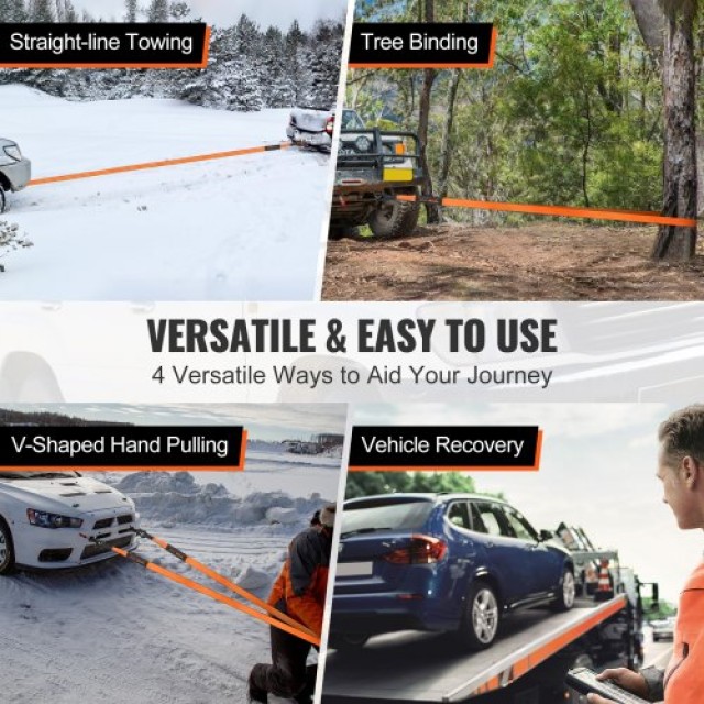 Σετ Ανάκτησης VEVOR Off-Road, Ιμάντας 30,000 lbs, Δακτύλιοι 44,092 ...