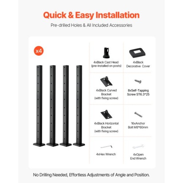 VEVOR Κολόνα Κάγκελου Οριζόντιας Οπής 36x1x2 4JZLGZXHS914UUOI6001V0