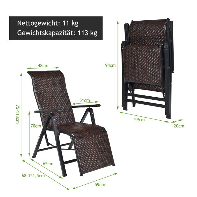 Costway Διπλωτές Καρέκλες Rattan με Ρυθμιζόμενες Πλάτες και Φαρδιά ... Costway Διπλωτές Καρέκλες Rattan με Ρυθμιζόμενες Πλάτες και Φαρδιά ...