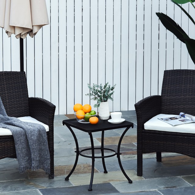 Τραπέζι σαλονιού Outsunny Square Steel Garden με διάτρητη κορυφή, 45x45x50 cm, μαύρο 84B-341