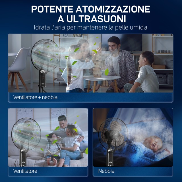 HOMCOM Ρυθμιζόμενος Νεφελοποιητής Ανεμιστήρας 3 Ταχύτητες, 3 Λειτου...