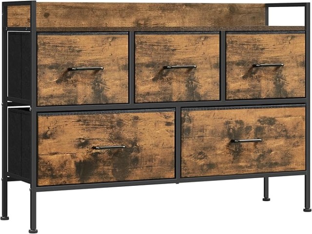 SONGMICS Συρταριέρα 98.2x29x70cm με 3 Μικρά και 2 Μεγάλα Συρτάρια για Οργάνωση και Αποθήκευση LTS135B01