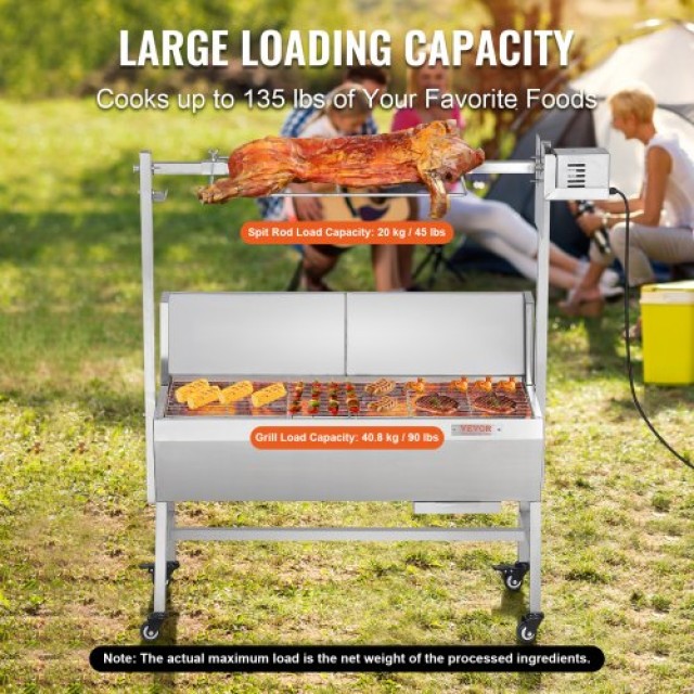 VEVOR Σούβλα Ψησταριάς BBQ για Γουρούνι, Αρνί, Κοτόπουλο 42W 61kg  ...