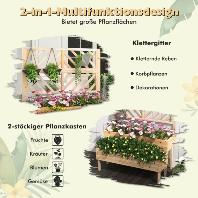 Costway Διπλό υπερυψωμένο κρεβάτι κήπου με πέργκολα και πόδια 109 x... Costway Διπλό υπερυψωμένο κρεβάτι κήπου με πέργκολα και πόδια 109 x...