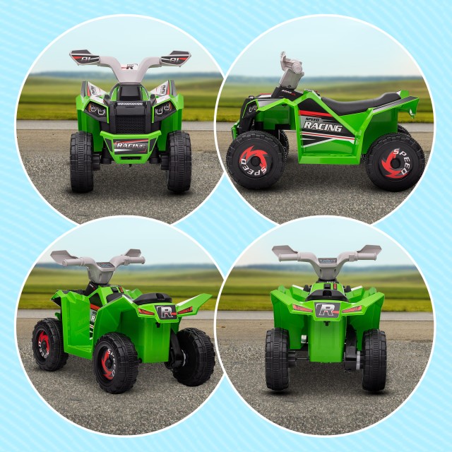 HOMCOM Quad για παιδιά 18-36 μηνών σε PP και Metal, μέγιστη ταχύτητα 2,5 km/h, 70x41,5x48,5 cm, πράσινο γκρι και μαύρο 370-278V90GN