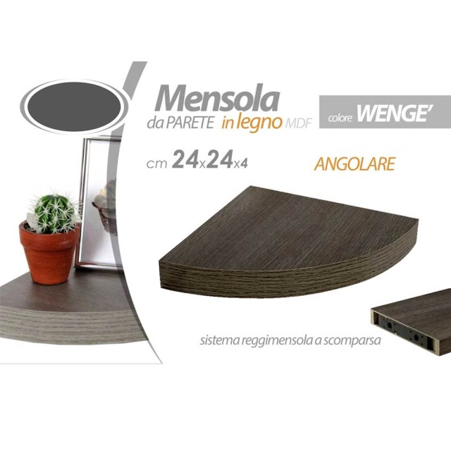 BAKAJI Γωνιακό Ράφι Τοίχου από MDF σε Ξύλινη Όψη Wenghe 24x4cm 0283...
