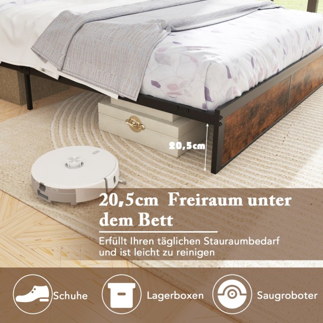 Costway Μεταλλικό Βιομηχανικό Κρεβάτι Πλατφόρμας με Ενσωματωμένη Πρ...