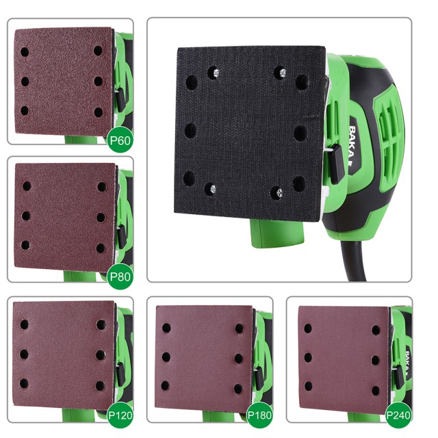BAKAJI  Τριβείο Mouse Κυκλικό 240W Με Απορροφητήρα + 5 Λειαντικές Ταινίες Ξύλου Τοίχου  02012764