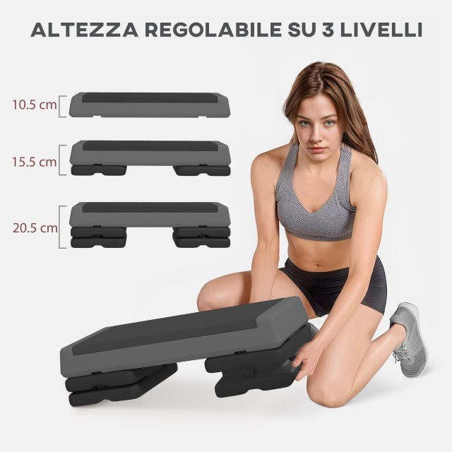 SPORTNOW  Ρυθμιζόμενο Stepper Γυμναστικής σε 10.5/15.5/20.5 cm με Α...