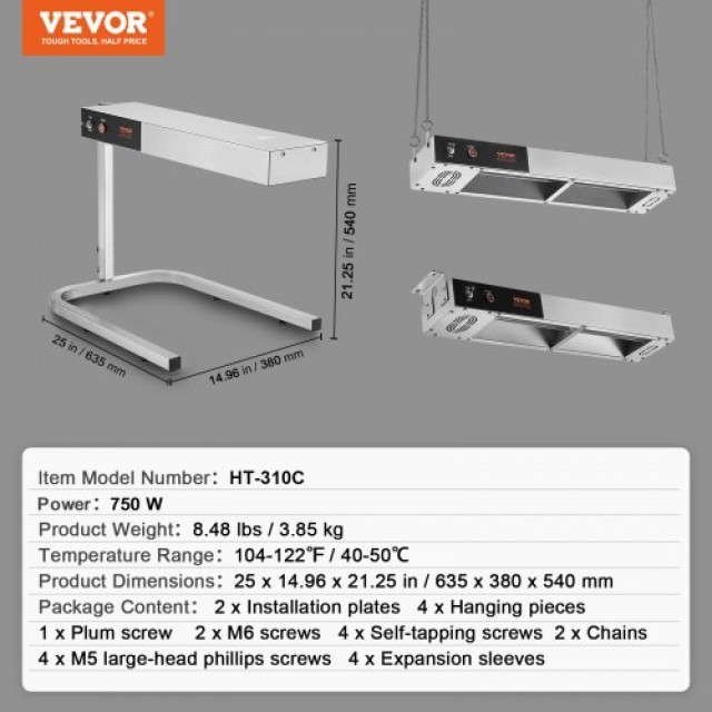 VEVOR  Ηλεκτρικός Θερμαντήρας Πατάτας από Ανοξείδωτο Χάλυβα DLWSTBWT500WVV8CWV2