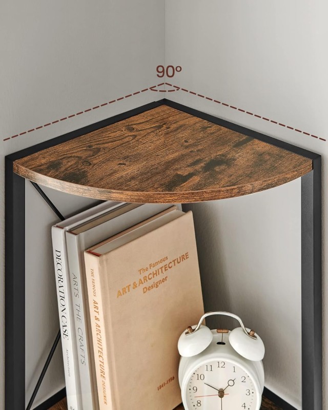 Γωνιακή Ραφιέρα 5 Επιπέδων 30 x 30 x 160cm– Vintage Καφέ/Μαύρο  LLS...