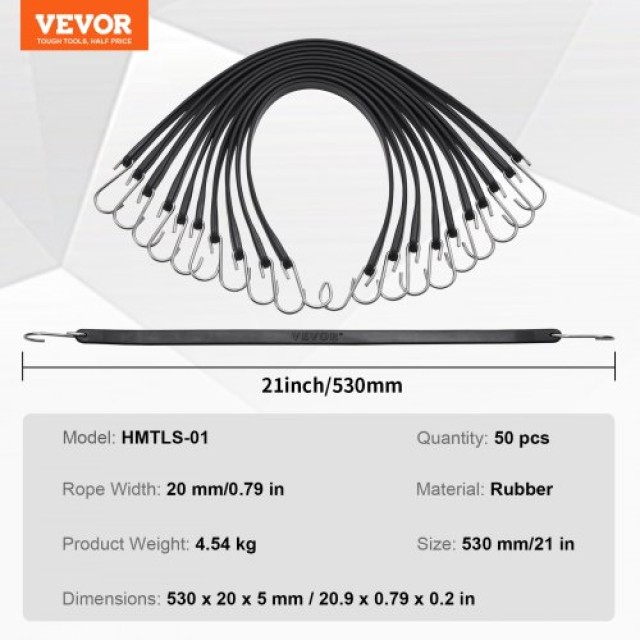 Σετ 50 Επίπεδων Ιμάντων VEVOR με Γάντζο S  DLKZD21INCH5OPRHAV0