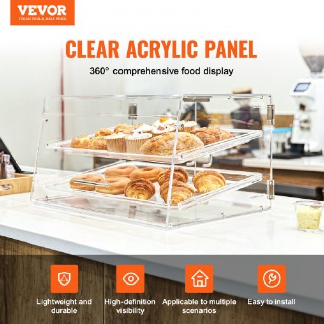 Βιτρίνα Ζαχαροπλαστικής VEVOR, 2 Επίπεδα, Ακρυλική, 52.6x33.5x30.2 εκ.  YKLMBZSJYKL2YEFSCV0
