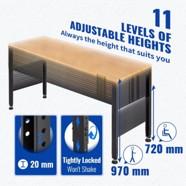 Ρυθμιζόμενος Πάγκος Εργασίας VEVOR 183x64cm με Ξύλινη Επιφάνεια & Μεταλλικό Σκελετό, 900KG Φορτίο, Ρεύμα, για Γραφείο/Σπίτι/Εργαστήριο  SMKDJGZTBDLZO5IUXV2