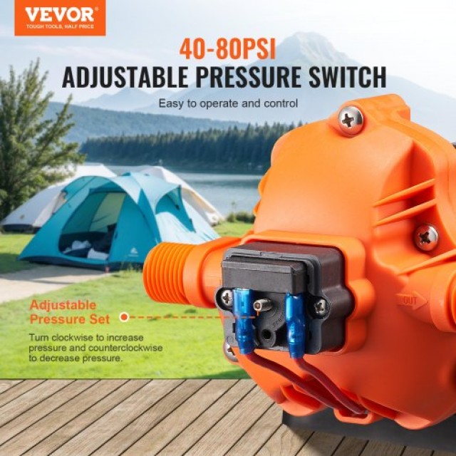 VEVOR  Αντλία Διαφράγματος 12V 3.5GPM 13.25L/min με Διακόπτη Πίεσης 3-Θαλάμων 12VYYSB3Q35G3N0DNV9