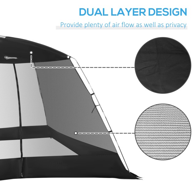 Outsunny Camping and Beach Tent με Anti-UV Mesh για 4 άτομα με τσάντα μεταφοράς, 3x3 m Μαύρη A20-221