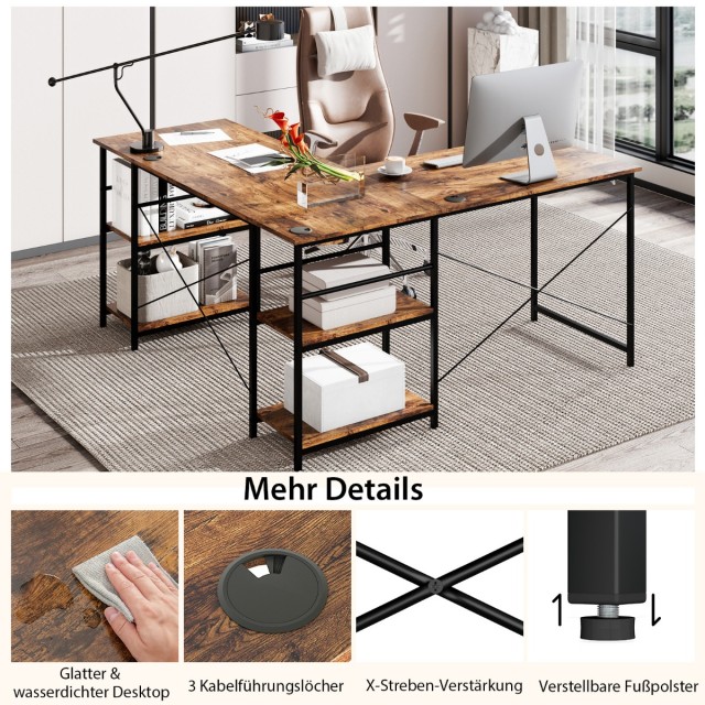Costway Μετατρέψιμο Γραφείο Υπολογιστή 151 x 151 x 75 cm σε Σχήμα L...