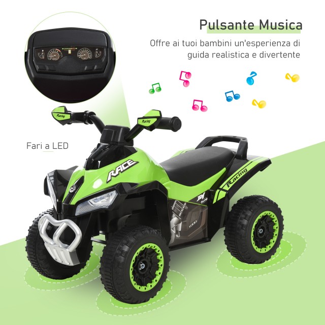 HOMCOM Quad για Παιδιά 18-36 Μηνών με Χειροκίνητη Πίεση με Ενσωματω...