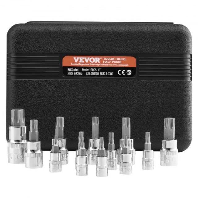 VEVOR Σετ Καρυδάκια Torx 13 Τεμαχίων T8 - T60 S2 και Cr-V Ατσάλι PTTT143812TO25MKPV0