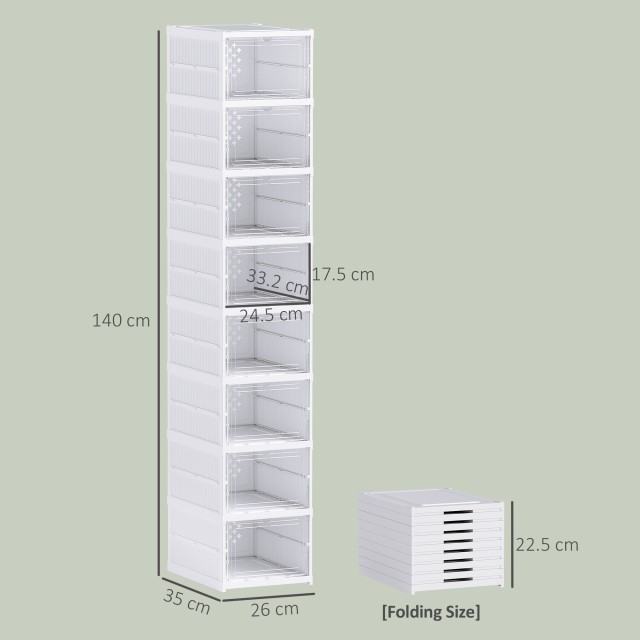 Παπουτσοθήκη με 8 Στοιβαζόμενα Διαφανη Κουτιά Αποθήκευσης για Παπού...