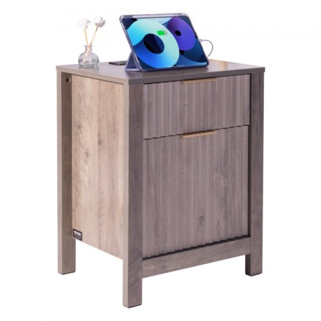 VEVOR  Γκρι Τραπεζάκι με USB & Πρίζες (Σετ 2) 635 x 500 x 381 mm BS...