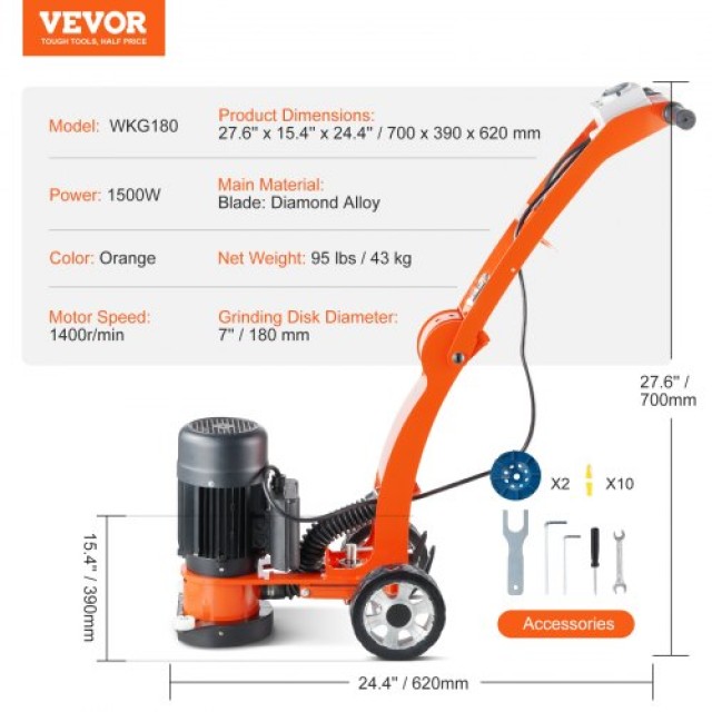 VEVOR Τρίφτης Δαπέδου 7 2.0HP Ρυθμιζόμενος  HNTSGJJS13002S4ZDV2