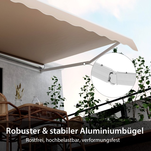 Costway Πέργκολα Μπαλκονιού με Μανιβέλα 400x250 cm Μπεζ NP11203BE