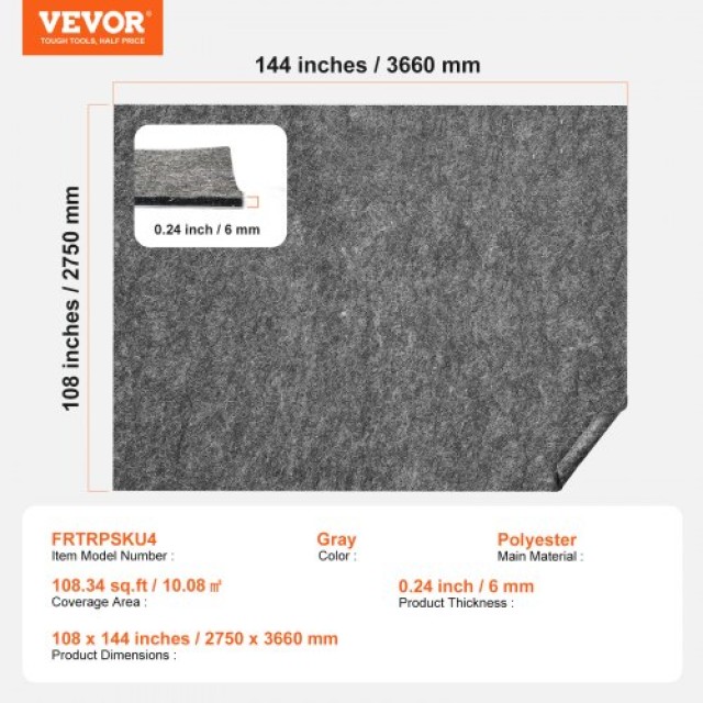 VEVOR  Χαλί Αντιολισθητικό 2750 x 3660 mm για Όλα τα Δάπεδα  BFHDTDSXPMFHLSBLLV0