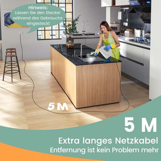 Costway Ισχυρός Φορητός Ατμοκαθαριστής Χειρός με 14 Αξεσουάρ και Πα...