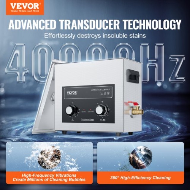 VEVOR  6L Υπερηχητικός Καθαριστής με Θερμαντήρα, Χρονοδιακόπτη & Κα...