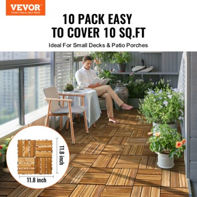 VEVOR  Πλακάκια Δαπέδου Ξύλινα 10τμχ 30x30εκ Καμφοράς για Βεράντα  ...