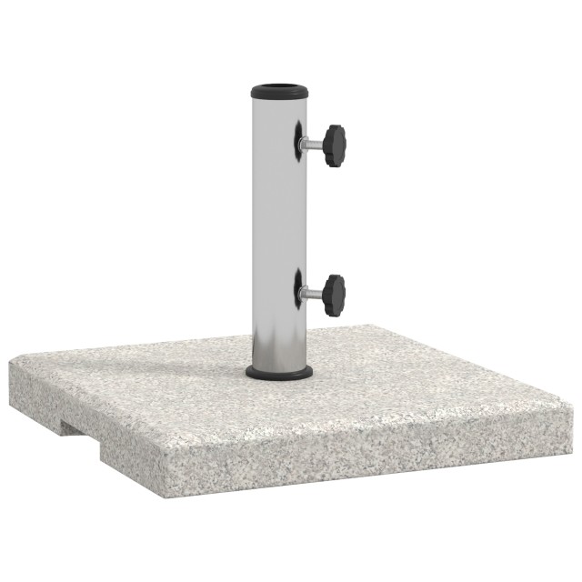 Βάση ομπρέλας Outsunny Garden 25kg για στύλους Ø32mm, Ø38mm και Ø48mm, από γρανίτη και ανοξείδωτο χάλυβα, 38x38x38 cm, γκρι 84D-289V00GY