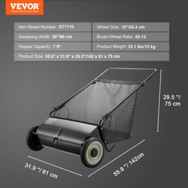 VEVOR Χλοοκαθαριστής 26 με Σάκο 7 cu. ft.  ST7CUFT26INCHTUA4V0
