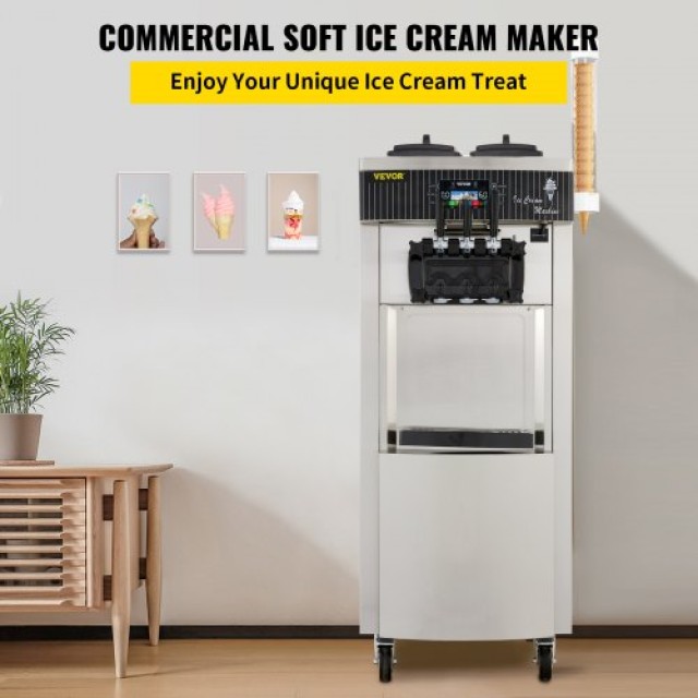 VEVOR Μηχανή Παγωτού 2200W Παραγωγής 5.3 έως 7.4 Γαλόνια BJLJYKF-8228HPDT1V2
