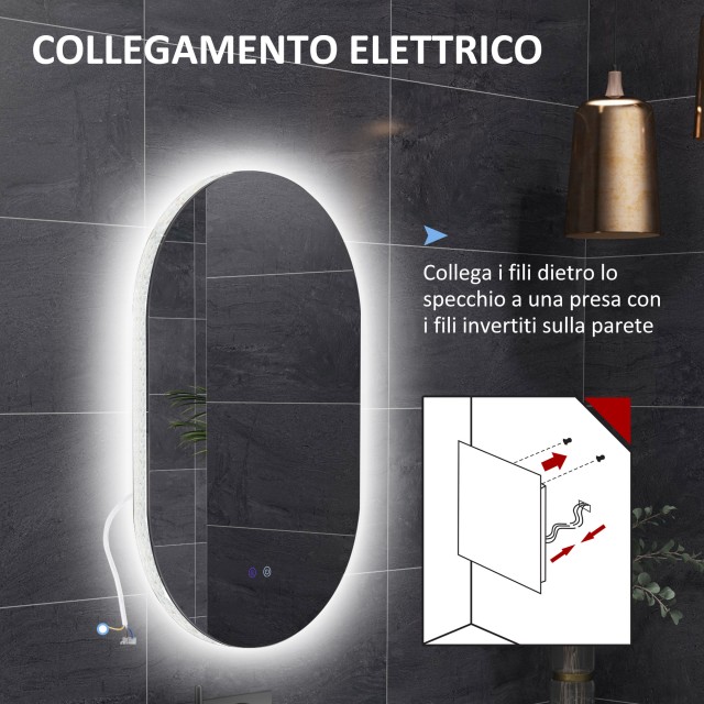 Kleankin Καθρέφτης Μπάνιου LED 81x51x4.5 εκ. 834-589V00CR