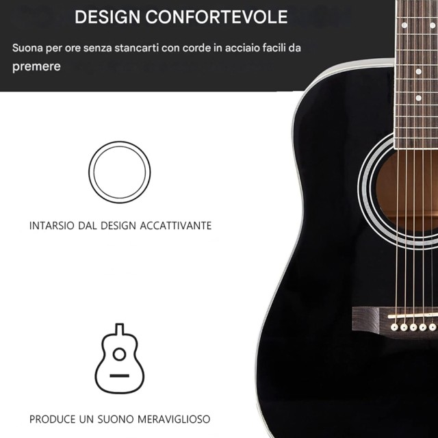 BAKAJI Ηλεκτροακουστική Κιθάρα 41 Μαύρη με Ισοσταθμιστή, Σετ Χορδών... BAKAJI Ηλεκτροακουστική Κιθάρα 41 Μαύρη με Ισοσταθμιστή, Σετ Χορδών...